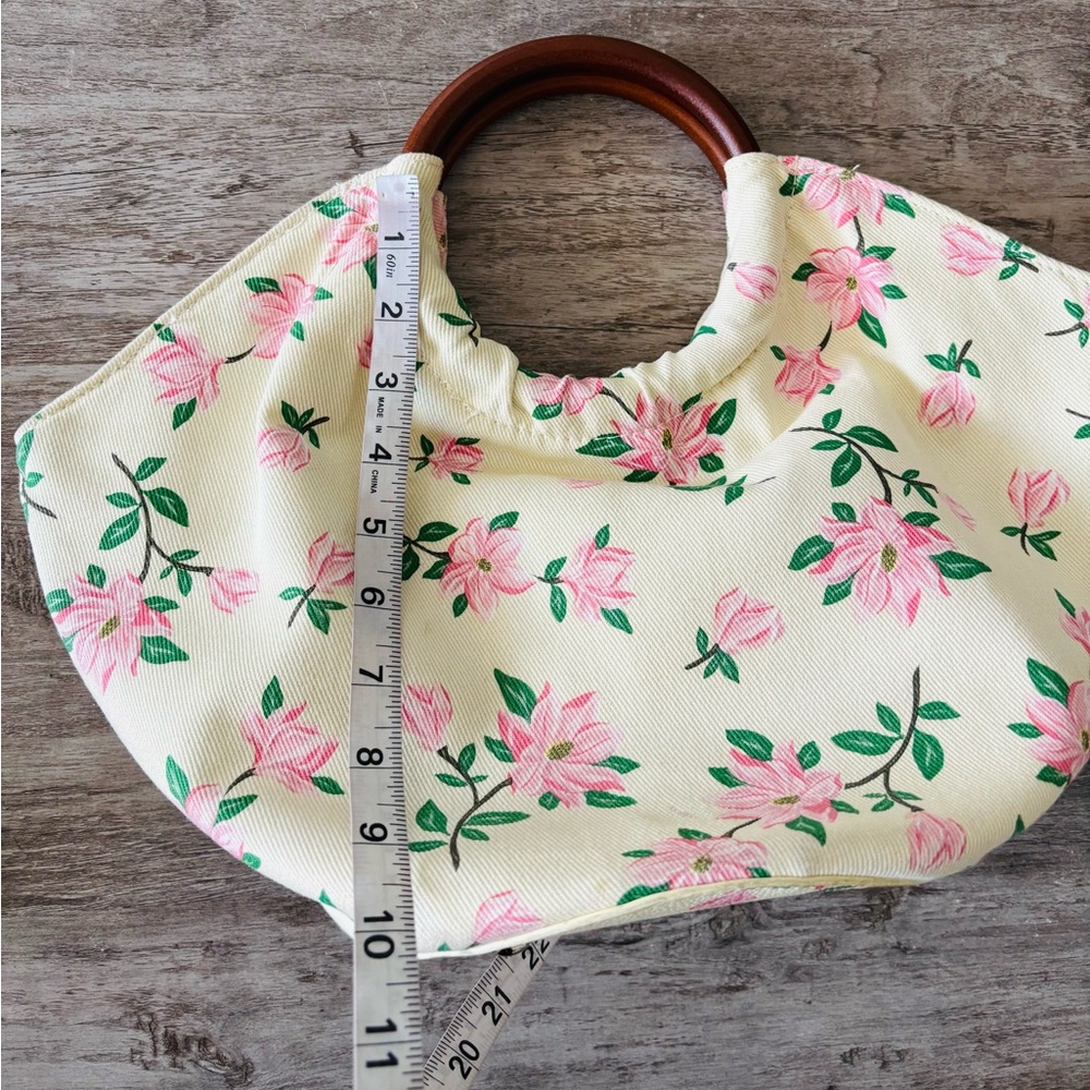 Draper James Bag Top Handle Purse Floral Pink Beige Canvas Boho Dainty See Below - Picture 4 of 12